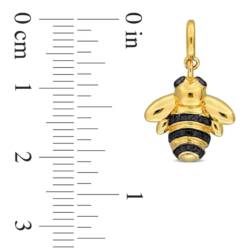 Miadora 1/10ct TW Black Diamond Bee Pendant Yellow Silver