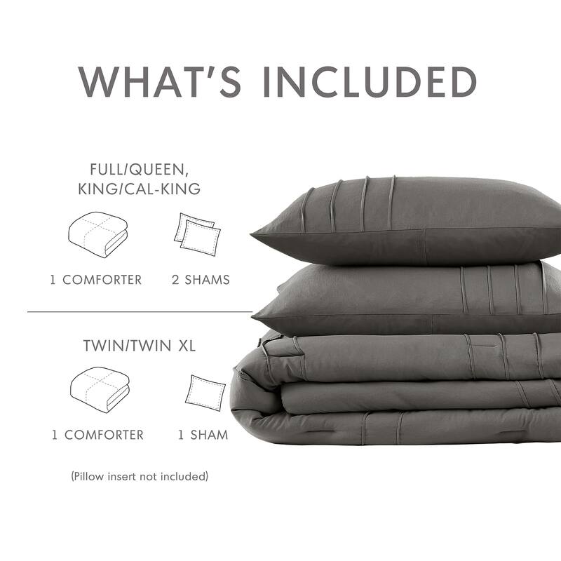 Chelsea Square Evans Pinch Pleated Soft Washed Boho Comforter Set
