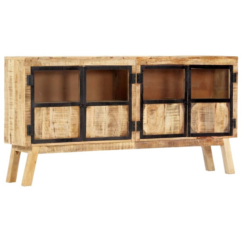 vidaXL Sideboard Brown and Black 63"x11.8"x31.5" Solid Rough Mango Wood