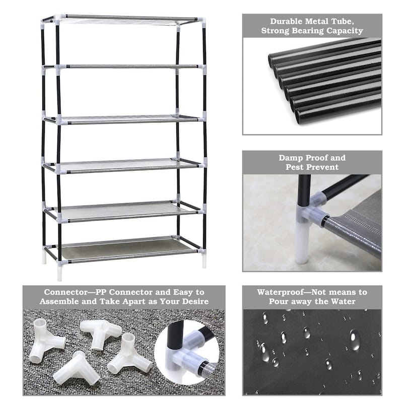 10 Tiers Shoe Cabinet Dustproof Shoe Rack Fabric Holding 27 Pair Shoes