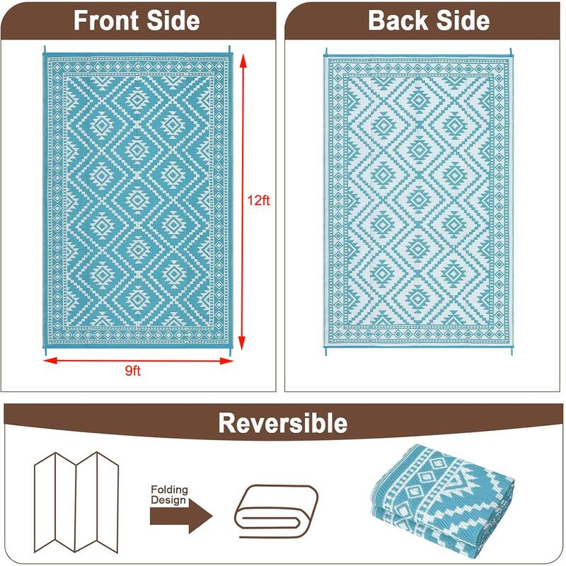Outdoor Camping Rugs, Reversible Mats, Plastic Straw Rug for Patio
