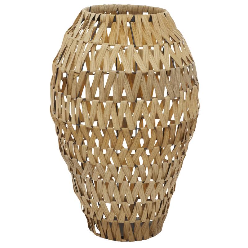 Plastic Rattan Handmade Woven Decorative Vase - Brown - Roche River Decor