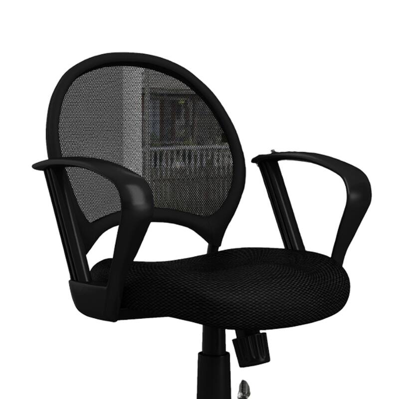 Lene Swivel Office Armchair, Black Mesh, Rolling Metal Frame