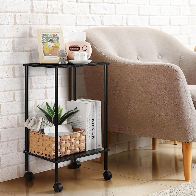 2-Tier Side Table with Wheels