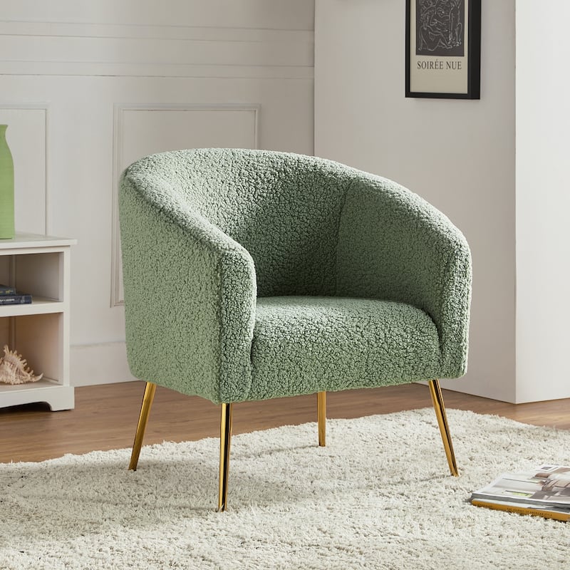 Rovigo Modern Upholstered Living Room Accent Barrel Chair with Metal Legs by HULALA HOME