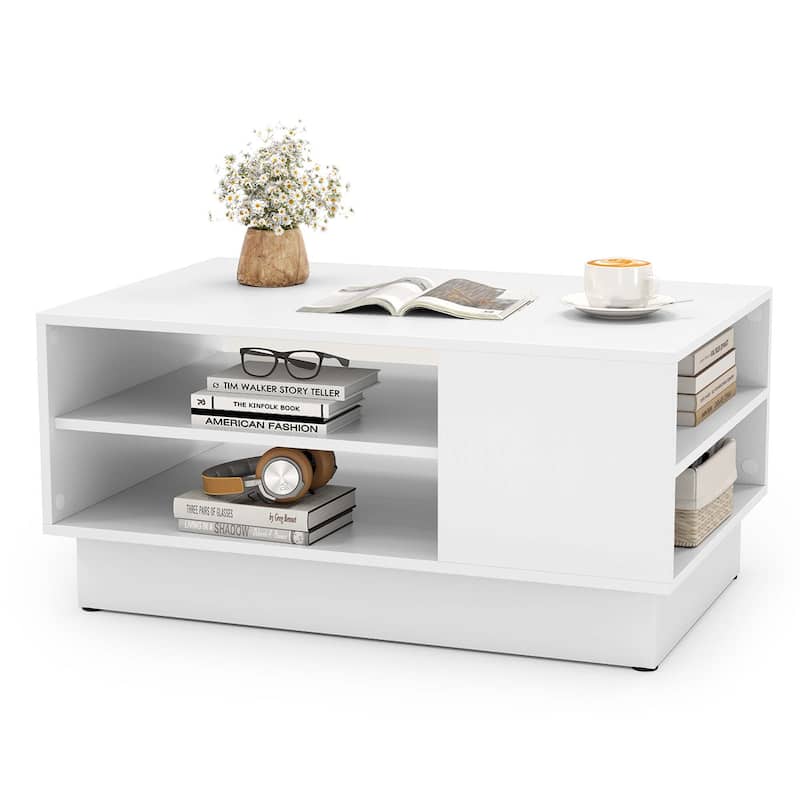 Costway 34" Long Rectangle Center Table Coffee Table with 2-Tier Open - See Details - White - See Details