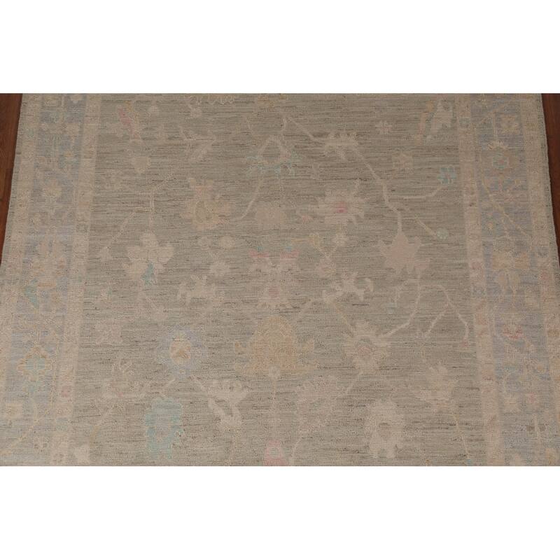 Earth Tone Oushak Vegetable Dye Turkish Rug Hand-Knotted Wool Carpet - 6'1"x 8'8"