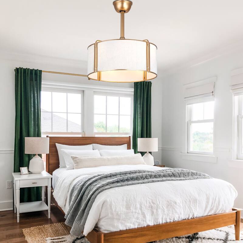 Cusp Barn 19" Caged Ceiling Fan with Lights, Gold Boho Farmhouse 6 Speeds Reversible Fandelier Ceiling Fan for Bedroom