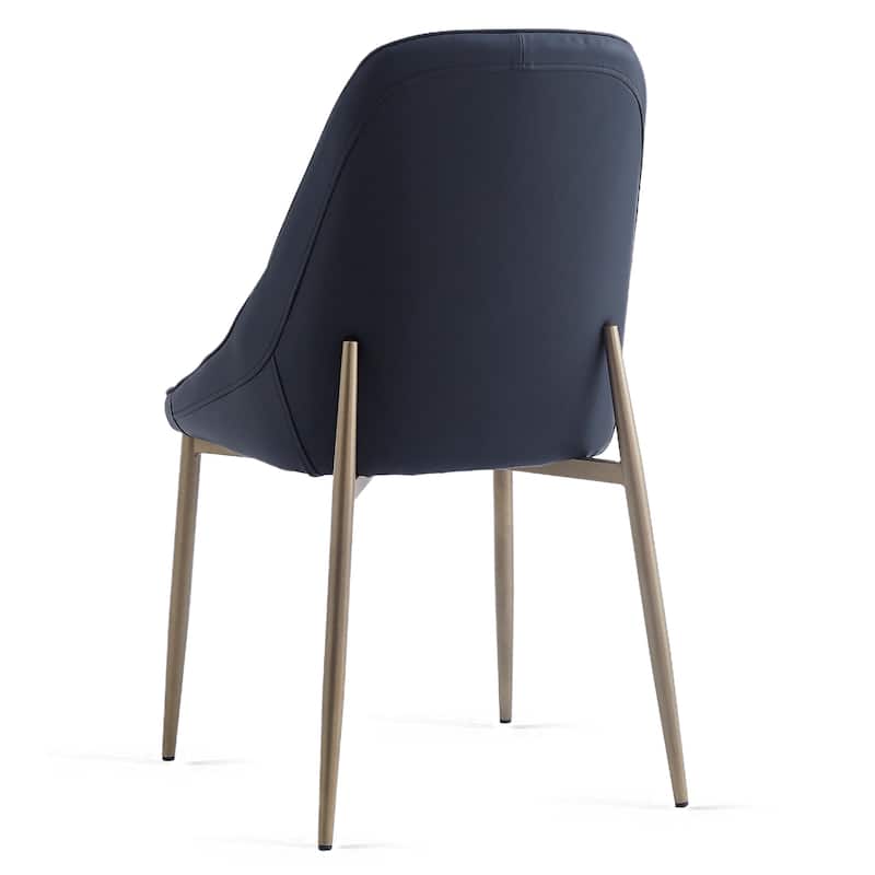 Modern Faux Leather and Metal Side Chair, Set of 2 - N/A