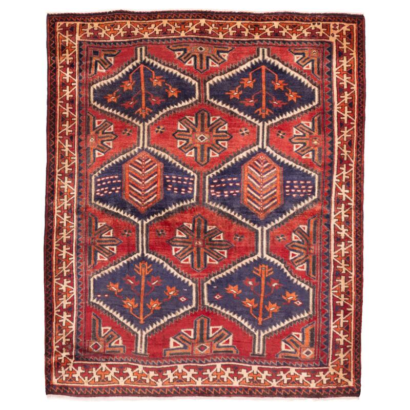 ECARPETGALLERY Hand-knotted Melis Vintage Red Wool Rug - 5'7 x 6'3