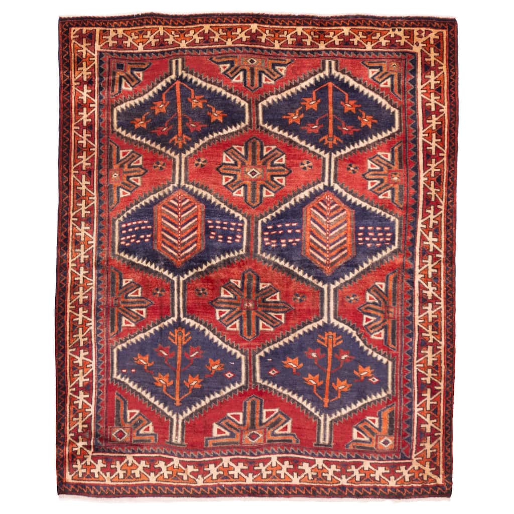 ECARPETGALLERY Hand-knotted Melis Vintage Red Wool Rug - 5'7 x 6'3