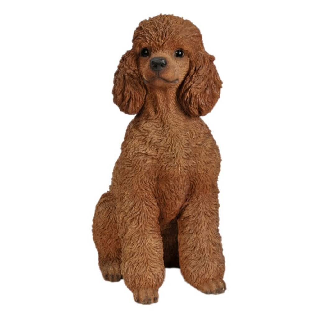 19" Brown Sitting Poodle Outdoor Garden Statue