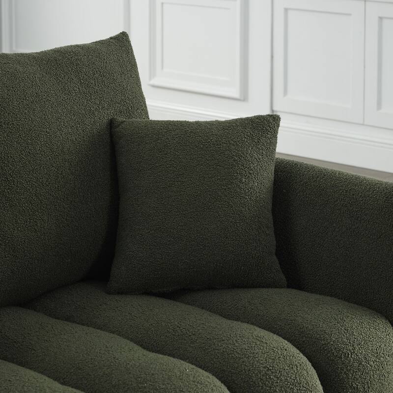 82 in Teddy Fabric Sofa Couch with 3 Back Pillows and 3 back Cushions Solid Wood Frame