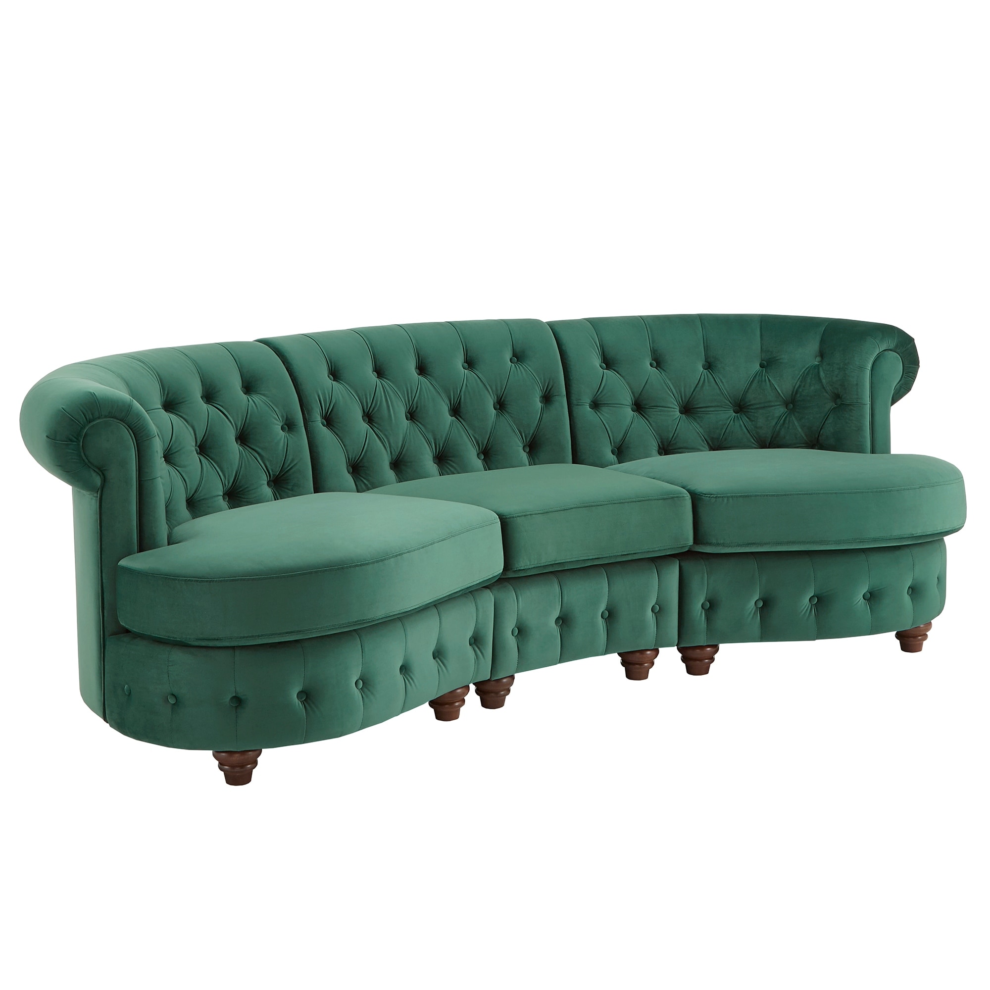 Morgan Tufted Scroll Arm Curved Chesterfield Sofa by iNSPIRE Q Bold