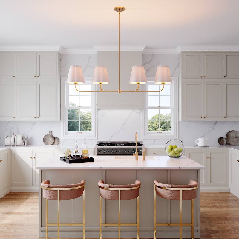 Acroma 4 - Light Dimmable Gold Linear Chandelier Kitchen Island Chandelier - 4-light