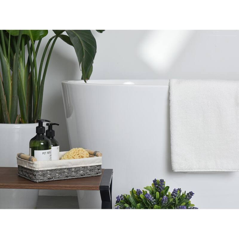 2-pack Natural Wicker Baskets with Liner and Handle, Storage Basket for Bathroom, Living Room, Kitchen - 3.25"D x 12"W x 7.75"H