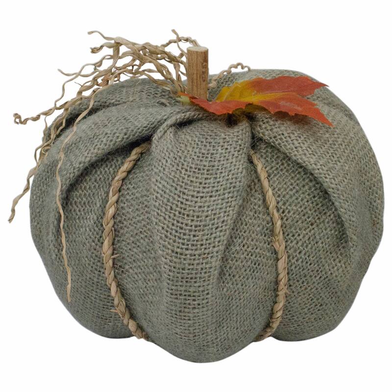 Burlap Autumn Harvest Pumpkin - 6.75" - Green