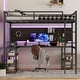 preview thumbnail 2 of 5, Full XL Metal Loft Bed with Desk and Shelves, Loft Bed with Ladder and Guardrails, Loft Bed Frame for Bedroom, Black
