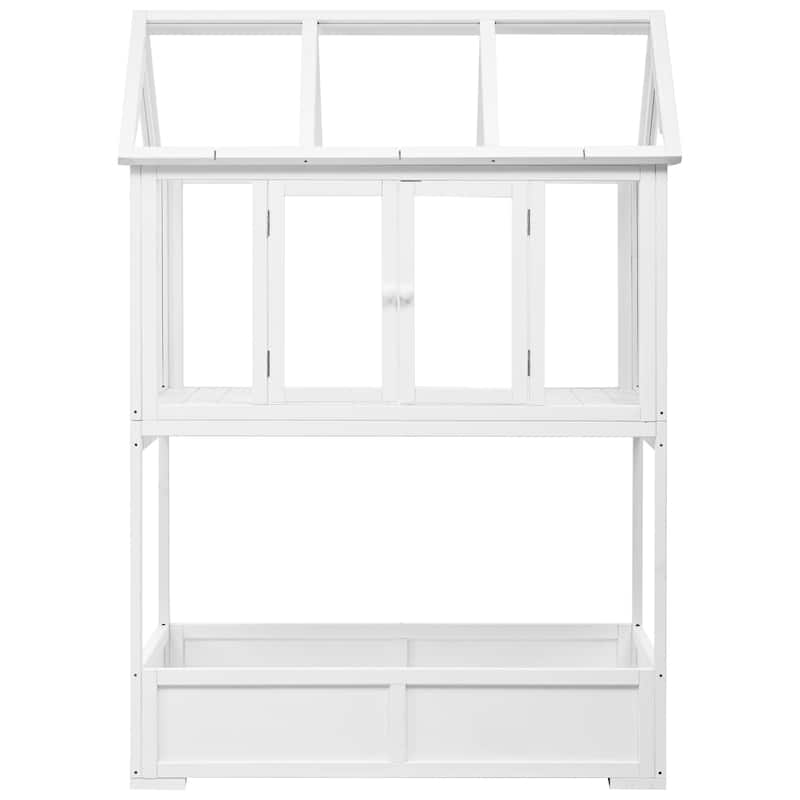 62″ Portable Wood Cold Frame Greenhouse with Storage Box