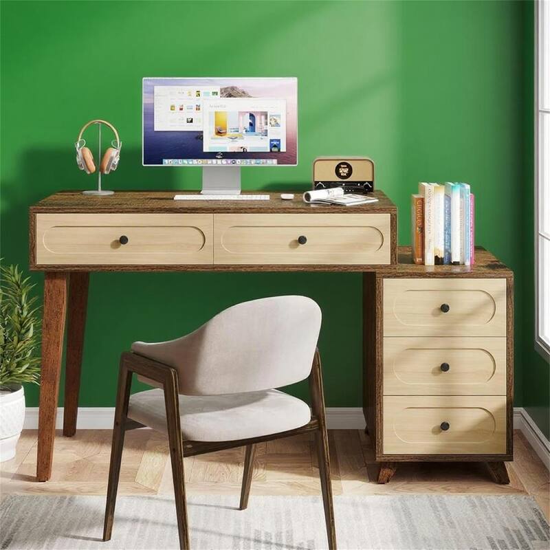 5-Drawer Computer Desk with Spacious Desktop