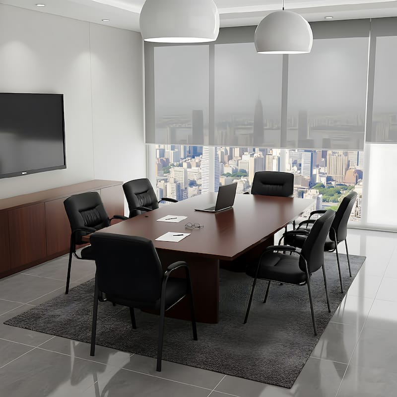 Ergonomic Visitor Chair PU Leather Armrest Steel Frame with Sponge Cushion