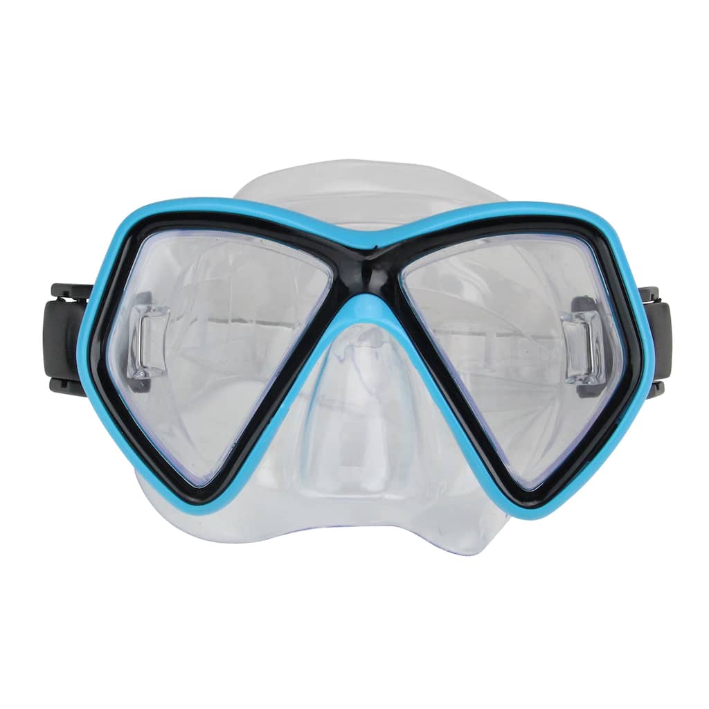 Aqua Blue and Black Monaco Children's Swimming Mask Ages 10 and up 6.25"