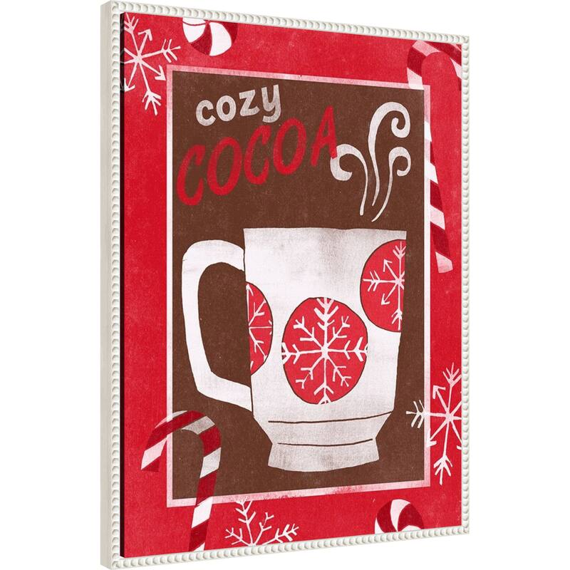 Cozy Cocoa Christmas I by June Erica Vess (23 x 30 in.), Framed Canvas Wall Art Print - Sylvie Beaded White