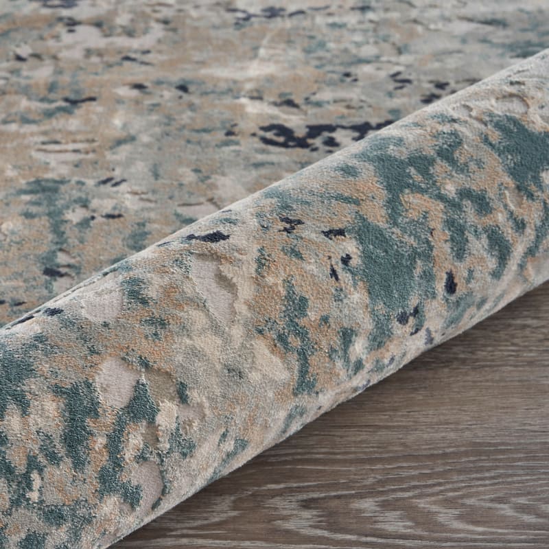 Sevita Gray/Blue Carved Transitional Abstract Polyester Area Rug