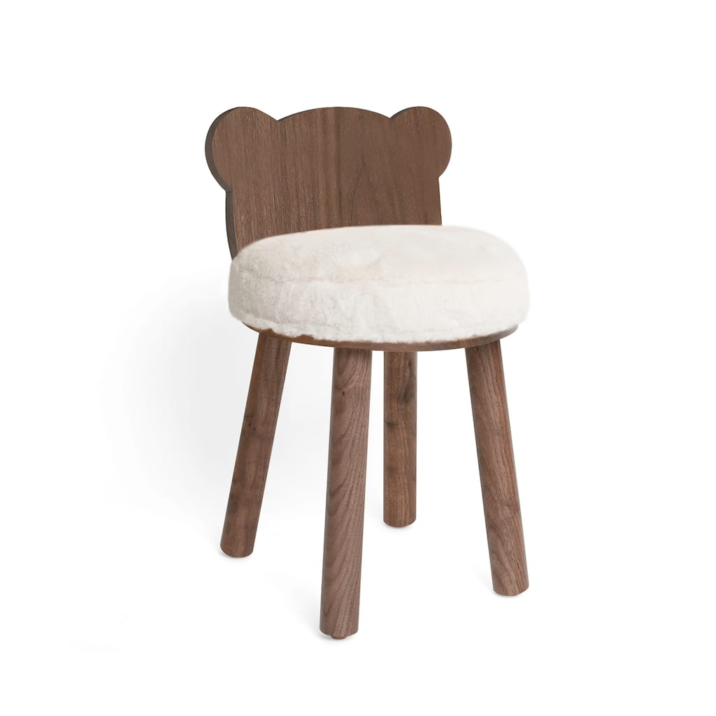 Nico & Yeye Fuzzy Baba Bear Walnut Kids Chair