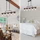 preview thumbnail 2 of 8, Modern Farmhouse 5-Light Wood Linear Chandelier Cylinder Glass Pendant Lights for Dining Room - 38.5"L x 12"H