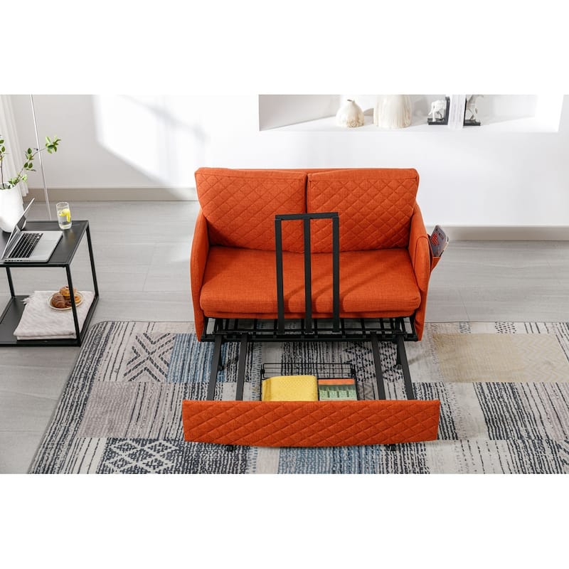 Modern Velvet Loveseat Couch with Pull Out Bed