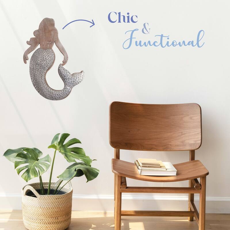 Elements Metal and Wood Mermaid Wall Decor