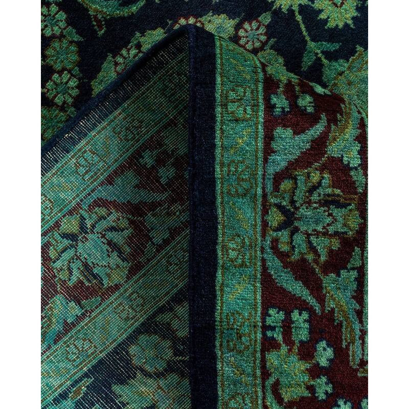 Overton Hand Knotted Wool Vintage Inspired Modern Contemporary Overdyed Black Area Rug - 3' 1" x 5' 5"