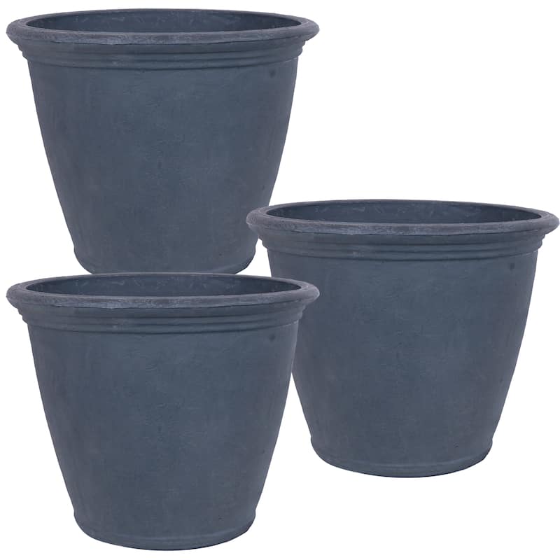 Sunnydaze Anjelica Outdoor Flower Pot Planter - Slate Finish - 24-Inch