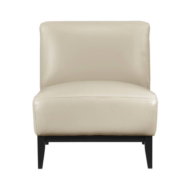 Hayes 28.5" Leather Accent Chair - Black Finish Solid Wood Legs