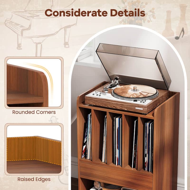 Costway Record Player Stand with Drawer & Record Holder,Lockable - See Details