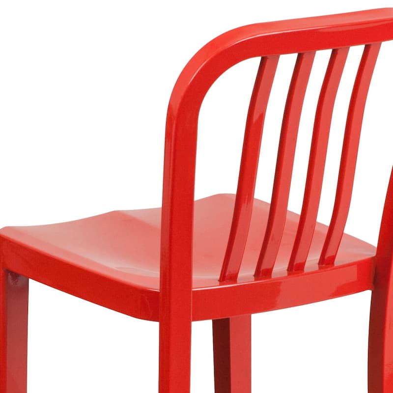 24'' High Metal Indoor-Outdoor Counter Height Stool with Vertical Slat Back