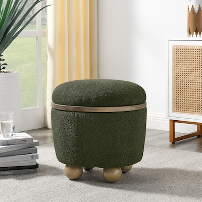 Round storage stool, storage stool with storage space and cushioned seat, available in bedroom, living room, entryway