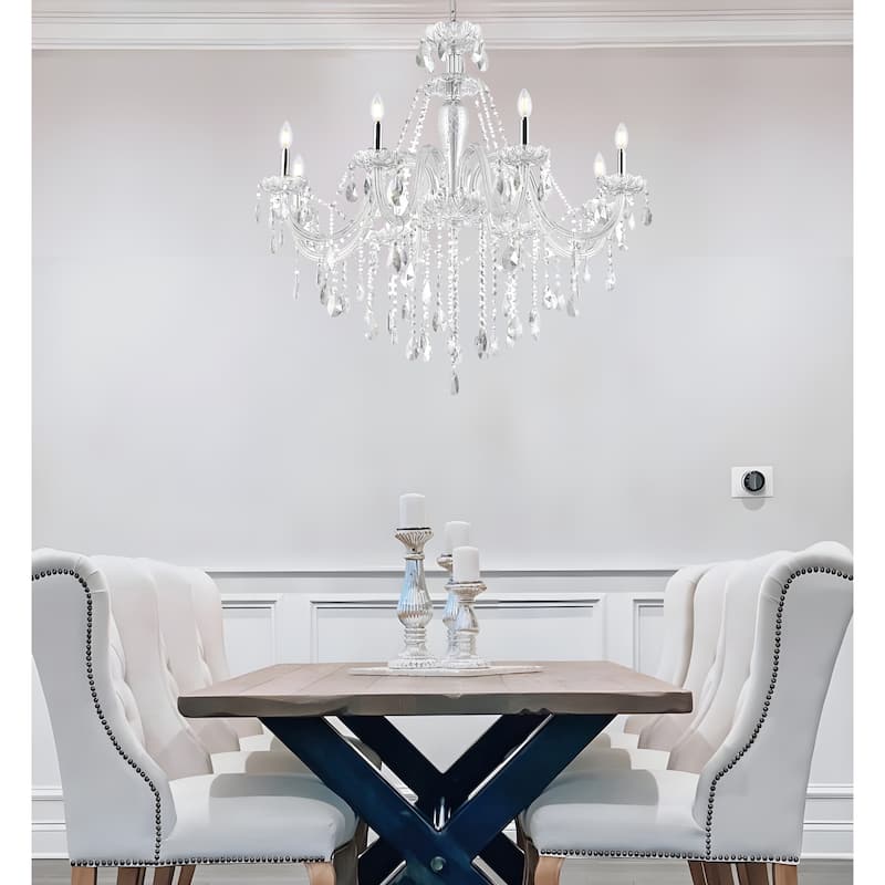 8 - Light Omni Smoke/Clear Crystal Chandelier French Style Adjustable Raindrop