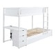 preview thumbnail 8 of 15, Stylish Design Wood Bunk Bed with Maximized Storage Space, Build-in Ladder and Desk, White