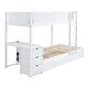 preview thumbnail 8 of 7, White Bunk Bed with Twin Trundle, Desk, 3 Drawers, USB Outlets and Safety Guardrails
