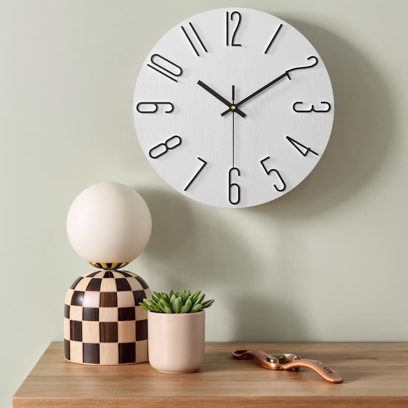 Wall Clock Silent Non-Ticking Analog Clocks Battery Operated Classic Decorative for Kitchen, Office, Bedroom 12 inch - 12 Inch - White-1