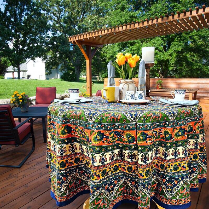 Cotton Mandala Floral Elephant Printed Tablecloth Collection