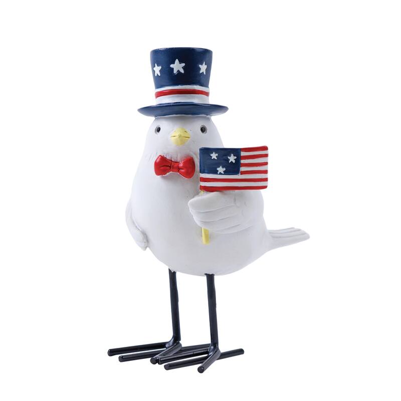 HomeRoots Set of Three Red White And Blue Polyresin Americana Bird Figurines - 5.00 in. x 5.75 in. x 3.00 in.