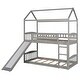 preview thumbnail 3 of 7, Twin Over Twin House Bed with Slide and High Rails, Bunk Bed with Slide