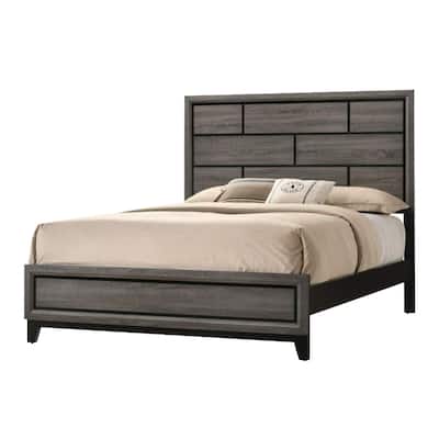 Wooden Bed in Weathered Gray