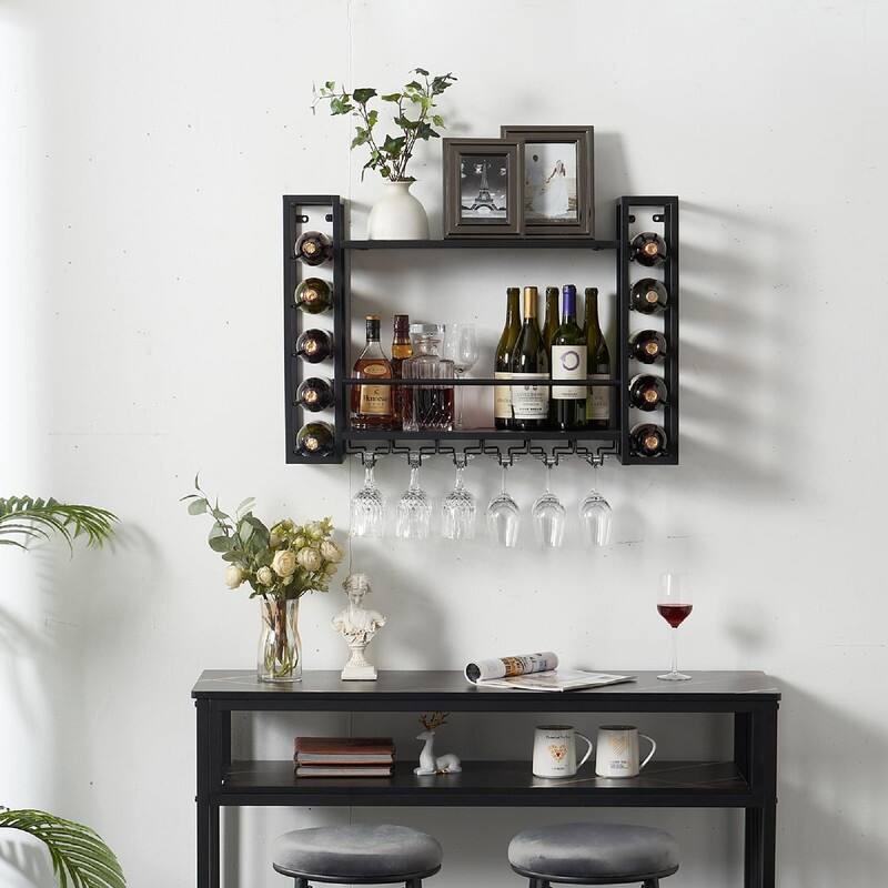 Wall Mounted Wine Rack - 32.76"D x 9.84"W x 21.65"H