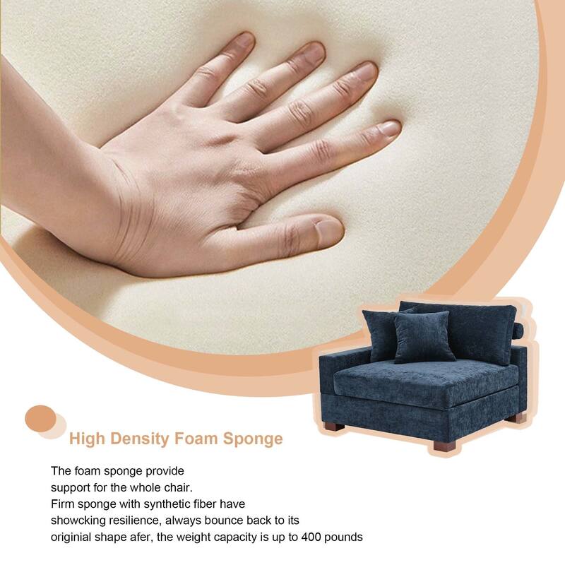 Chenille Upholstered Armless Accent Chair With Plush Cushion