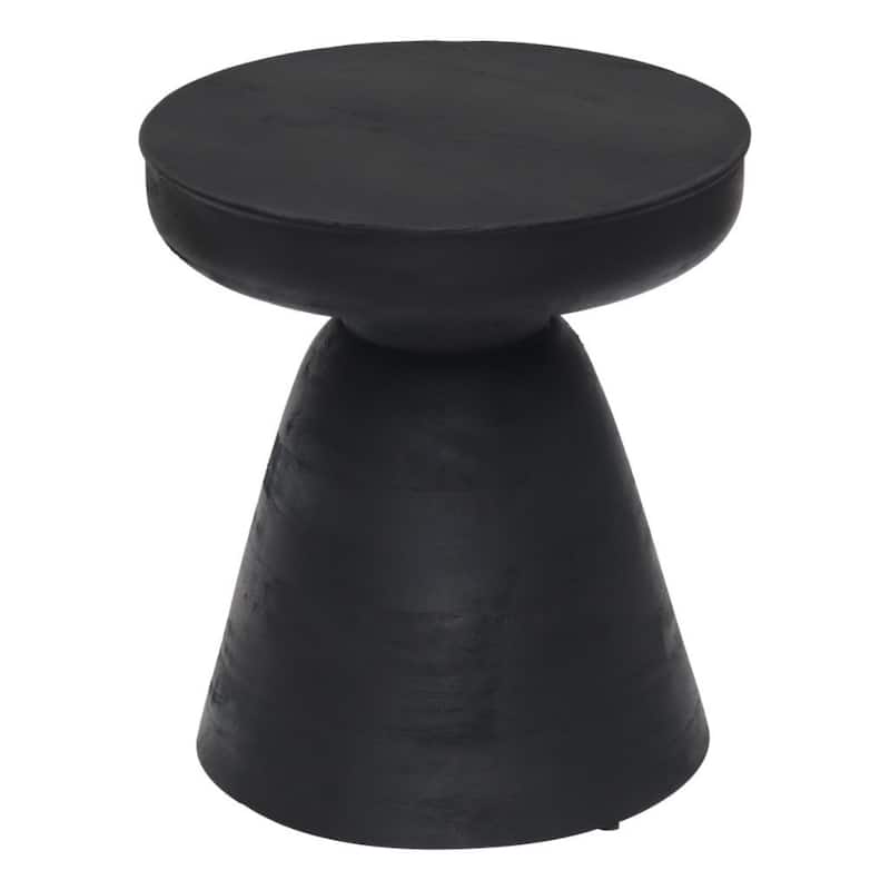 18" Black Solid Wood Round End Table Stylish Side or Nightstand - 15.90” x 15.90” x 18.10”