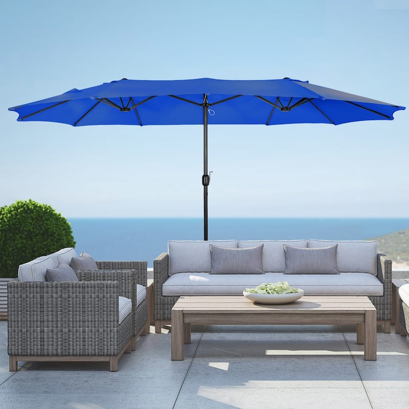 Johnn 15-foot Double-Sided Outdoor Offset Patio Twin Umbrella